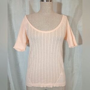 Victoria Secret Sweater, Women,Short sleeve light Orange, Round Neck,Knit/Ribbed